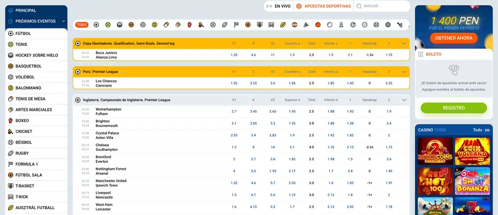 Apuestas deportivas Mostbet